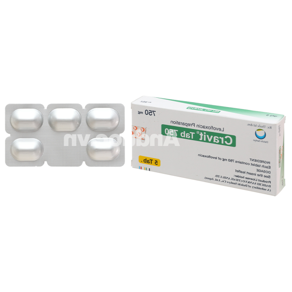 Cravit Tab 750 trị nhiễm khuẩn (1 vỉ x 5 viên)