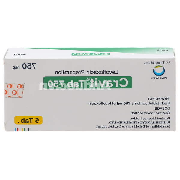 Cravit Tab 750 trị nhiễm khuẩn (1 vỉ x 5 viên)