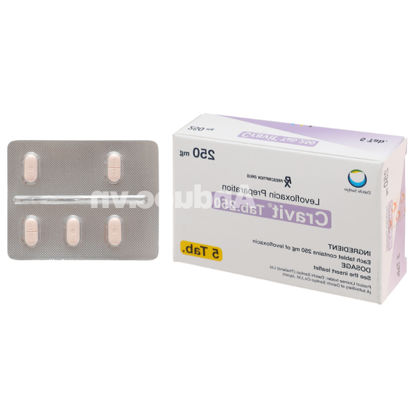 Cravit Tab 250 trị nhiễm khuẩn (1 vỉ x 5 viên)
