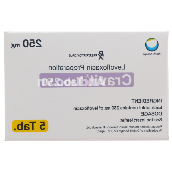 Cravit Tab 250 trị nhiễm khuẩn (1 vỉ x 5 viên)