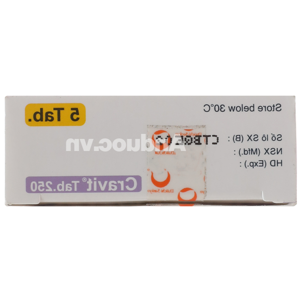 Cravit Tab 250 trị nhiễm khuẩn (1 vỉ x 5 viên)