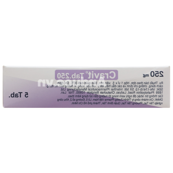 Cravit Tab 250 trị nhiễm khuẩn (1 vỉ x 5 viên)