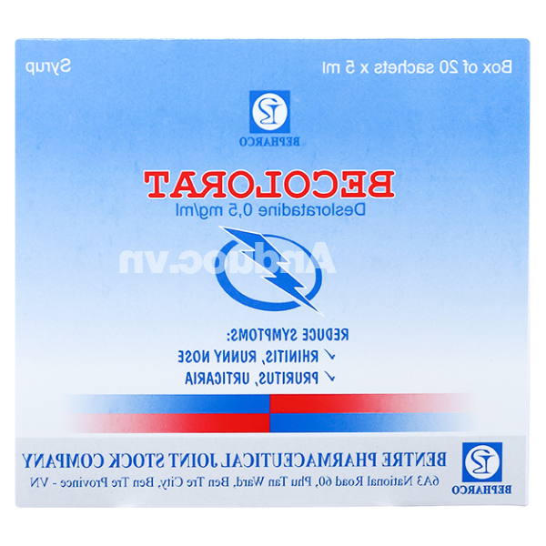 Siro Becolorat 0,5mg/ml giảm nhanh các triệu chứng viêm mũi dị ứng (20 gói x 5ml)