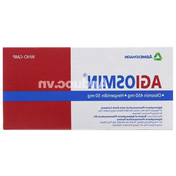 Agiosmin trị chứng liên quan đến suy tĩnh mạch bạch huyết (4 vỉ x 15 viên)
