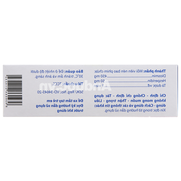 Agiosmin trị chứng liên quan đến suy tĩnh mạch bạch huyết (4 vỉ x 15 viên)