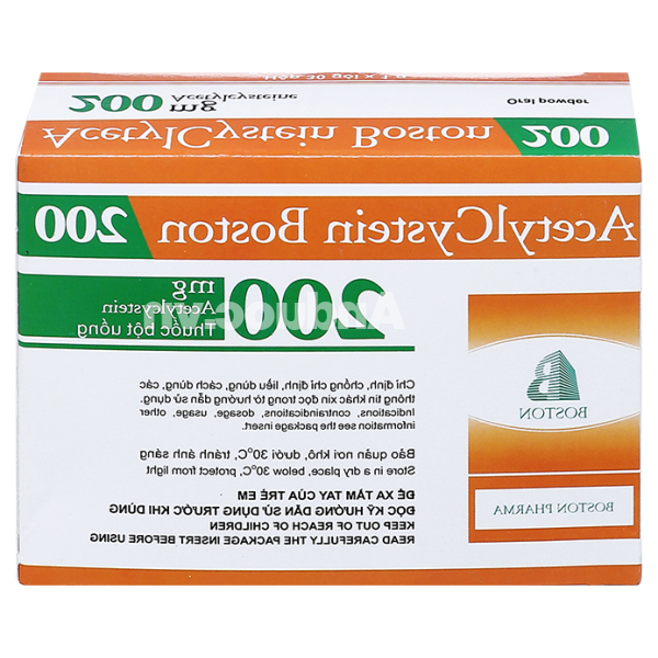 Thuốc bột Acetylcystein Boston 200 trị rối loạn tiết dịch phế quản (30 gói x 1g)