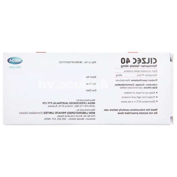 Cilzec 40 trị tăng huyết áp (3 vỉ x 10 viên)