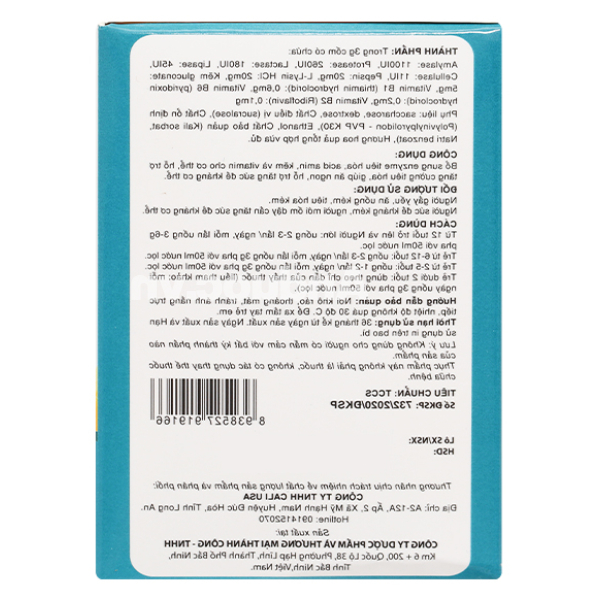 Enzyn Gold 9 Cali USA giúp ăn ngon, hỗ trợ tiêu hóa hộp 20 gói x 3g