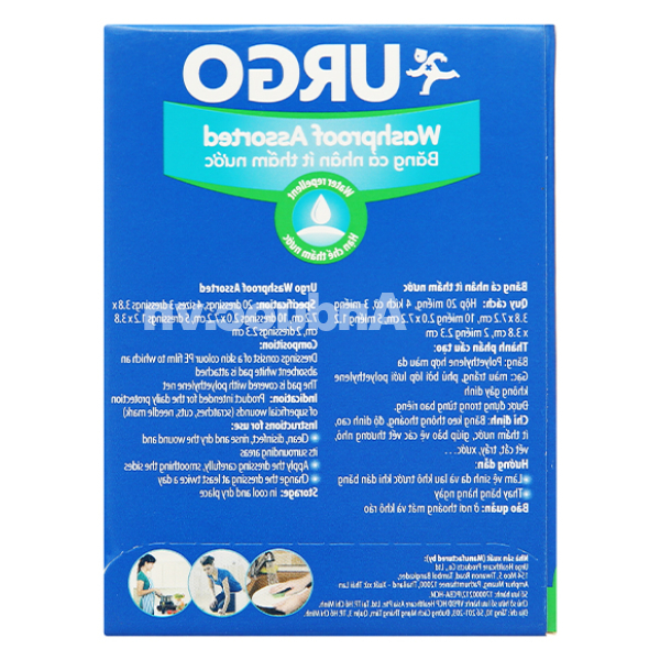 Băng cá nhân ít thấm nước Urgo Washproof Assorted hộp 20 miếng