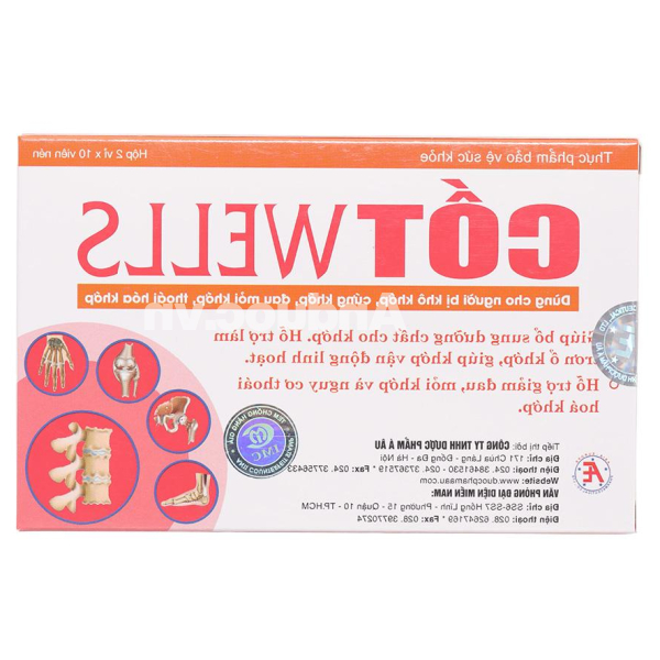 Cốt Wells bổ sung dưỡng chất, làm trơn ổ khớp hộp 20 viên