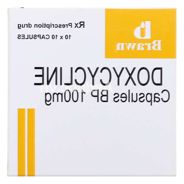 Doxycycline Capsules BP 100mg trị nhiễm khuẩn (10 vỉ x 10 viên)