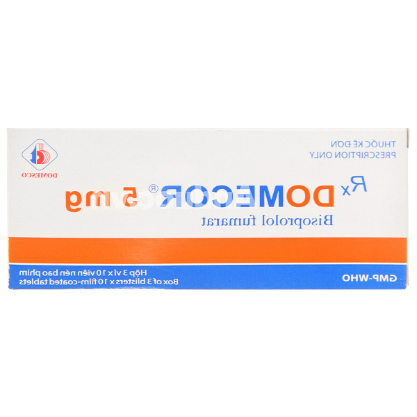 Domecor 5mg điều trị tăng huyết áp, đau thắt ngực (3 vỉ x 10 viên)