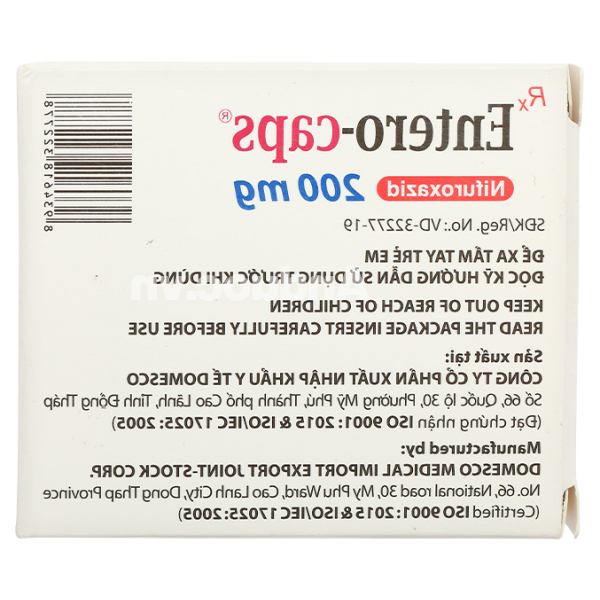 Entero-caps 200mg trị tiêu chảy cấp (3 vỉ x 10 viên)