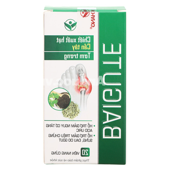 Baigute hỗ trợ cải thiện triệu chứng sưng, đau khớp do gout hộp 20 viên