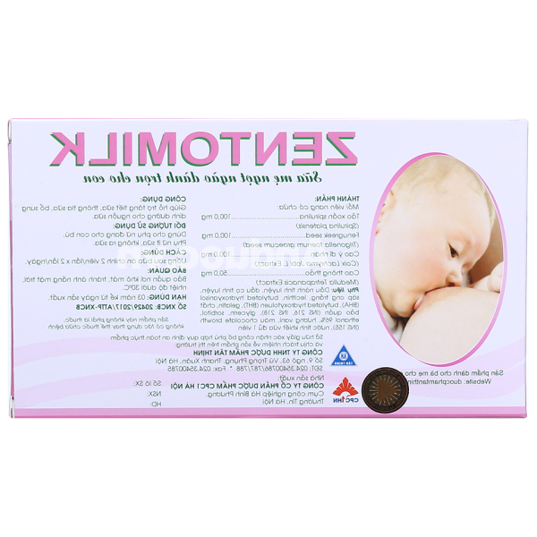 Zentomilk hỗ trợ tăng tiết sữa hộp 30 viên
