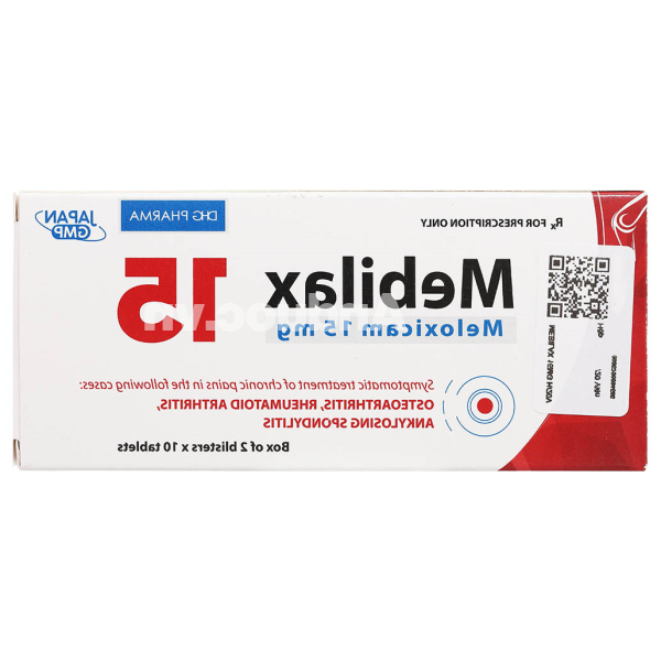 Mebilax 15 giảm đau, kháng viêm xương khớp (2 vỉ x 10 viên)