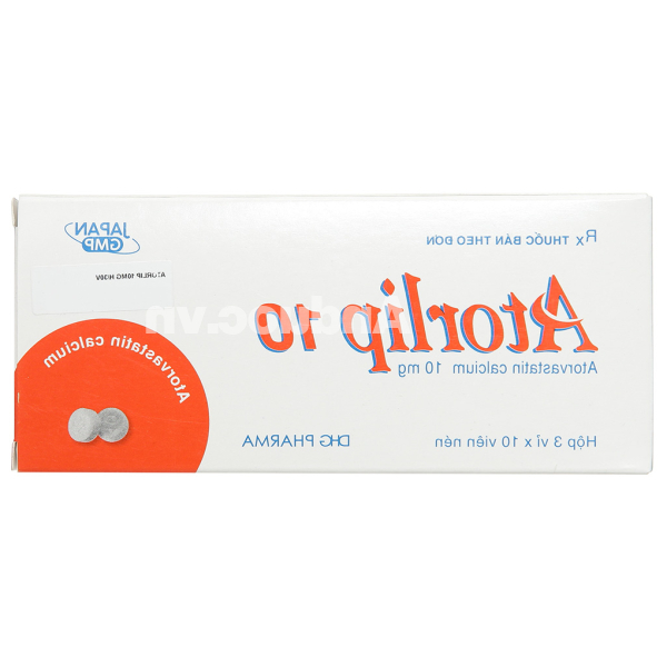 Atorlip 10 trị rối loạn mỡ máu (3 vỉ x 10 viên)