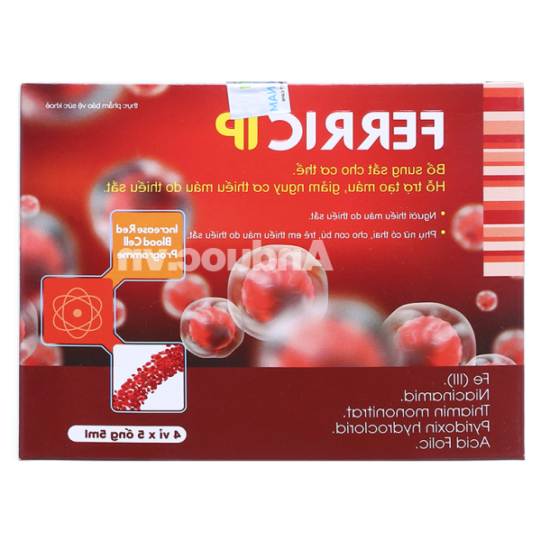 Dung dịch Ferric IP bổ sung sắt, hỗ trợ tạo máu hộp 20 ống x 5ml