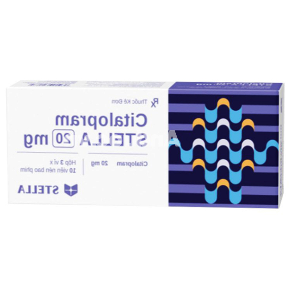 Citalopram Stella 20mg trị trầm cảm và rối loạn hoảng sợ (3 vỉ x 10 viên)