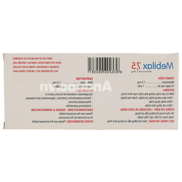 Mebilax 7.5 kháng viêm, giảm đau cơ xương khớp (2 vỉ x 10 viên)
