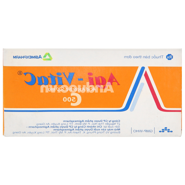 Agi-Vita C 500mg phòng và trị bệnh do thiếu vitamin C (10 vỉ x 10 viên)