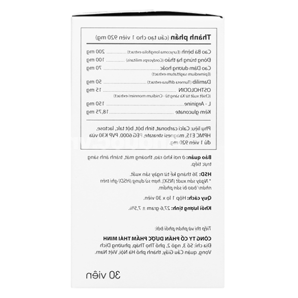 KingsUp tăng cường sinh lý nam hộp 30 viên