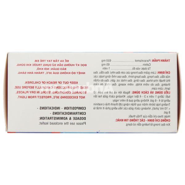 Hapacol 650 Extra giảm đau, hạ sốt (10 vỉ x 10 viên)