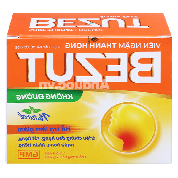 Viên ngậm Bezut không đường hỗ trợ giảm đau họng hộp 20 viên