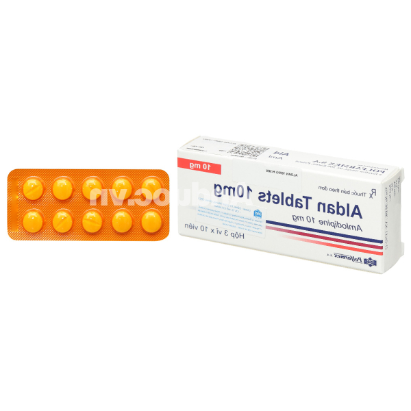Aldan Tablets 10mg trị tăng huyết áp, dự phòng đau thắt ngực (3 vỉ x 10 viên)