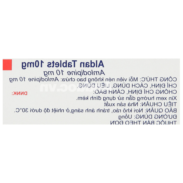 Aldan Tablets 10mg trị tăng huyết áp, dự phòng đau thắt ngực (3 vỉ x 10 viên)