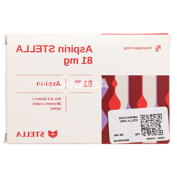 Aspirin Stella 81mg dự phòng đột quỵ, nhồi máu cơ tim (2 vỉ x 28 viên)