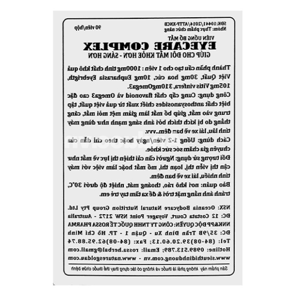 Nature's Gold Eyecare Complex giúp đôi mắt khỏe, sáng hơn chai 90 viên