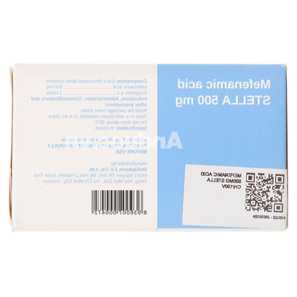 Mefenamic Acid Stella 500mg trị cơn đau nhẹ đến trung bình chai 100 viên