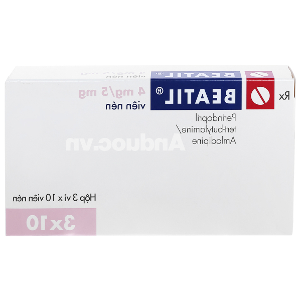 Beatil 4mg/5mg trị tăng huyết áp, mạch vành (3 vỉ x 10 viên)