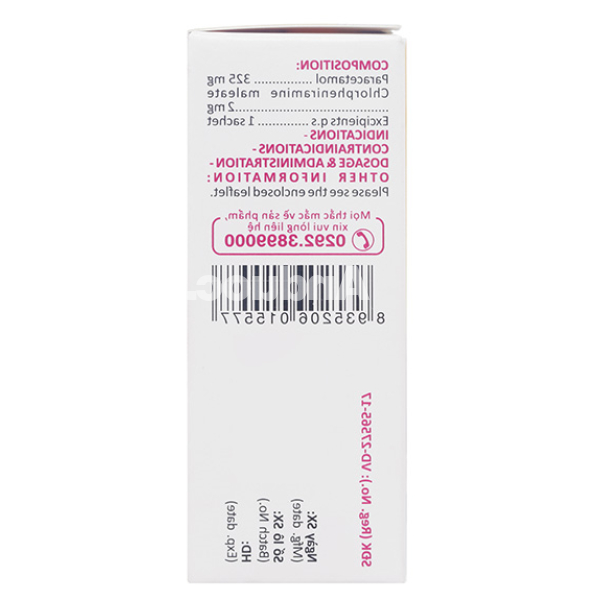 Cốm sủi Hapacol 325 Flu trị cảm cúm, cảm lạnh (24 gói x 1.5g)