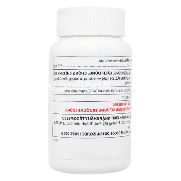 Dopagan 500mg giảm đau, hạ sốt từ nhẹ đến vừa lọ 100 viên