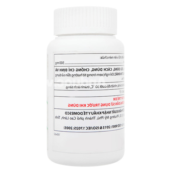 Dopagan 500mg giảm đau, hạ sốt từ nhẹ đến vừa lọ 100 viên