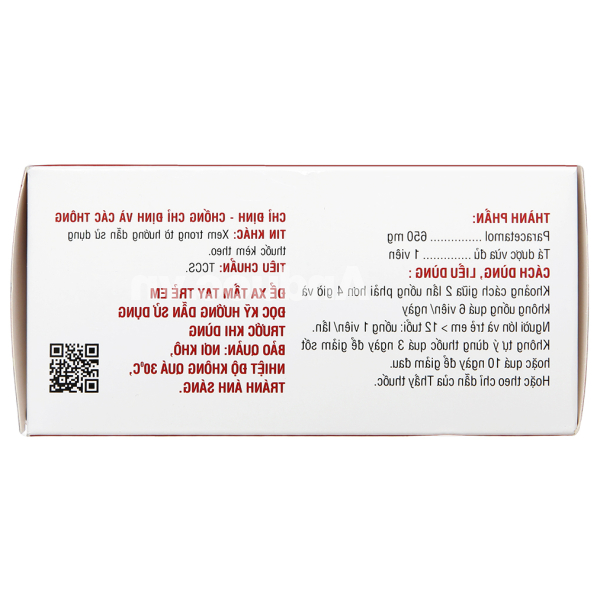 Hapacol 650 giảm đau, hạ sốt (10 vỉ x 10 viên)