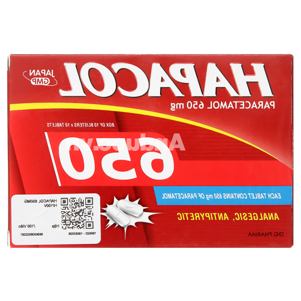 Hapacol 650 giảm đau, hạ sốt (10 vỉ x 10 viên)