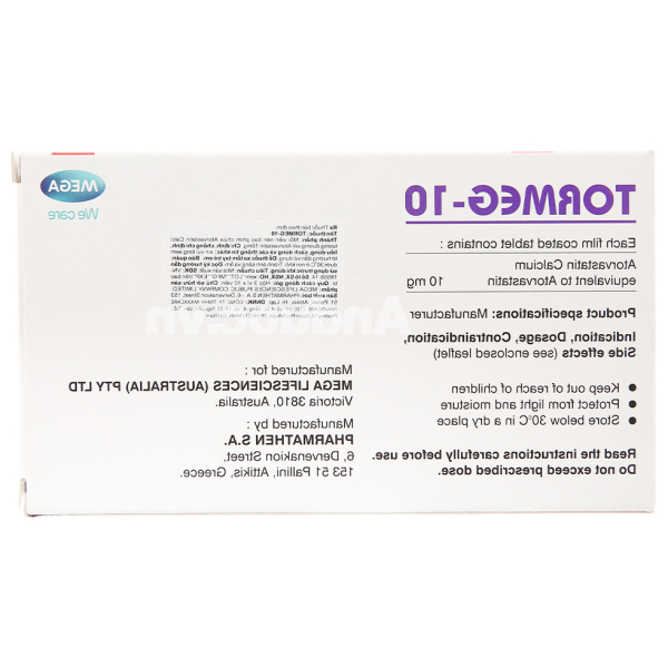 Tormeg-10 trị rối loạn mỡ máu (3 vỉ x 10 viên)