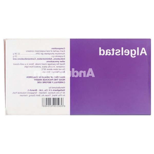 Algelstad 20% trị viêm thực quản, loét dạ dày tá tràng (20 gói x 20g)