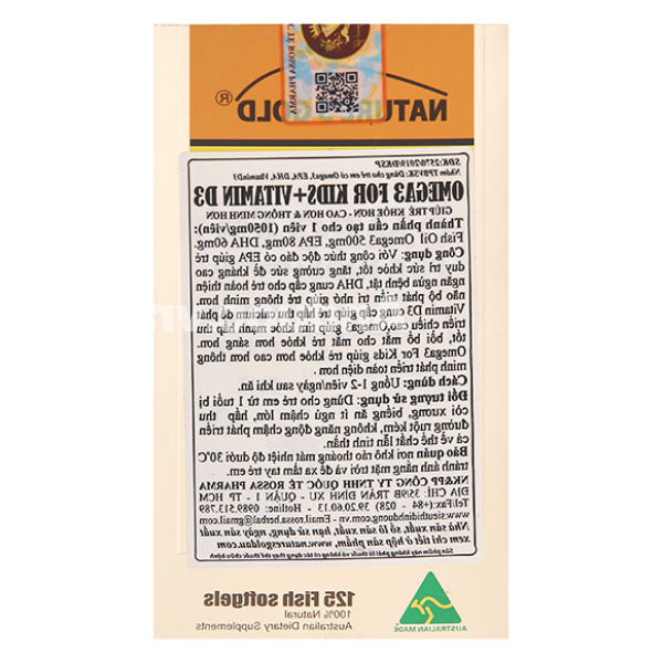 Dầu cá Nature's Gold Omega 3 cho bé khỏe, cao, thông minh hơn chai 125 viên