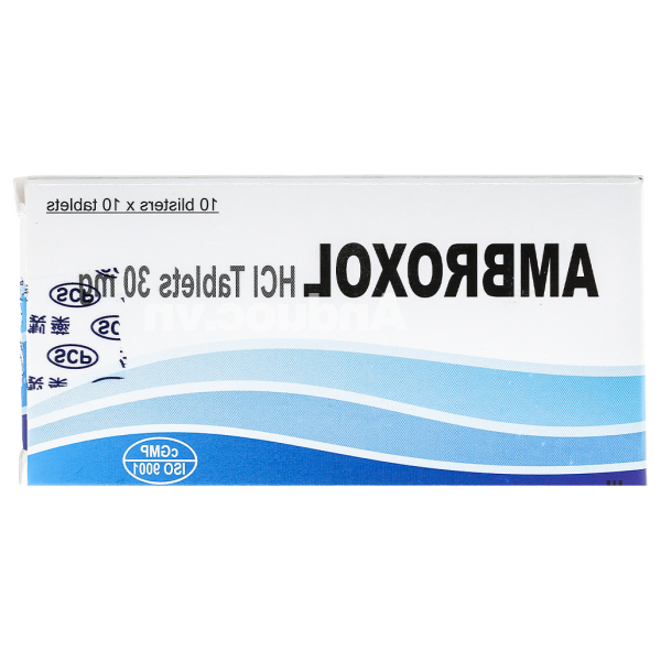Ambroxol HCl Tablets 30mg long đờm, tiêu nhầy, trị bệnh đường hô hấp (10 vỉ x 10 viên)