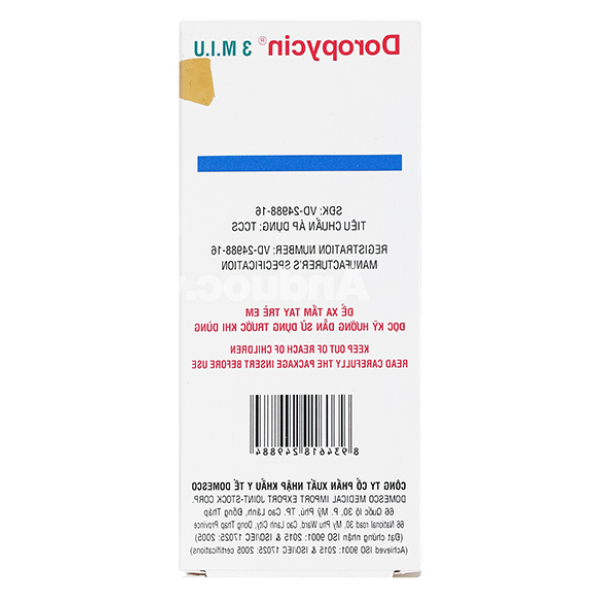 Doropycin 3 M.I.U trị nhiễm khuẩn (2 vỉ x 5 viên)