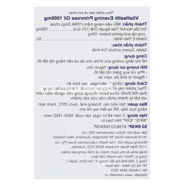 Evening Primrose Oil 1000mg hỗ trợ tăng cường nội tiết tố nữ hộp 60 viên