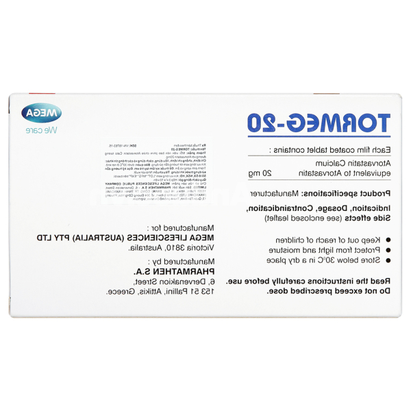 Tormeg-20 ngừa bệnh tim mạch (3 vỉ x 10 viên)