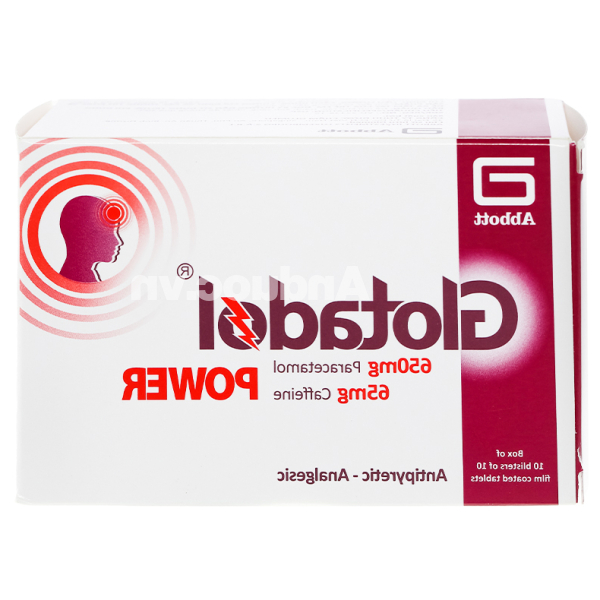 Glotadol Power giảm các cơn đau nặng, hạ sốt (10 vỉ x 10 viên)