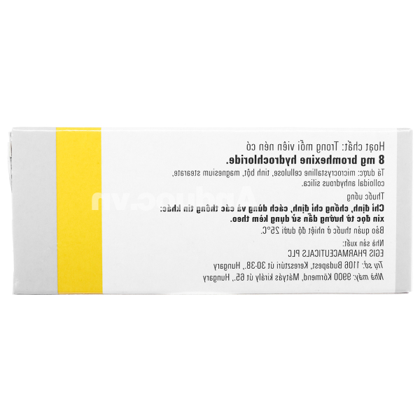 Paxirasol 8mg trị bệnh đường hô hấp, tan đàm trong viêm mũi họng (2 vỉ x 10 viên)