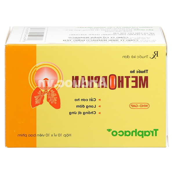 Methorphan trị ho trong bệnh lý hô hấp (10 vỉ x 10 viên)