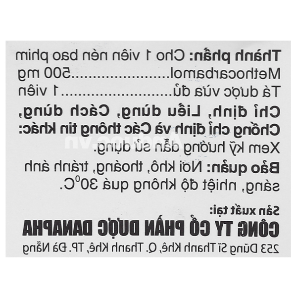 Methopil 500mg trị đau lưng cấp tính do co thắt cơ, xương, khớp (5 vỉ x 10 viên)